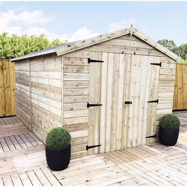 Marlborough Premier Pressure Treated Apex Shed in Natural Wood