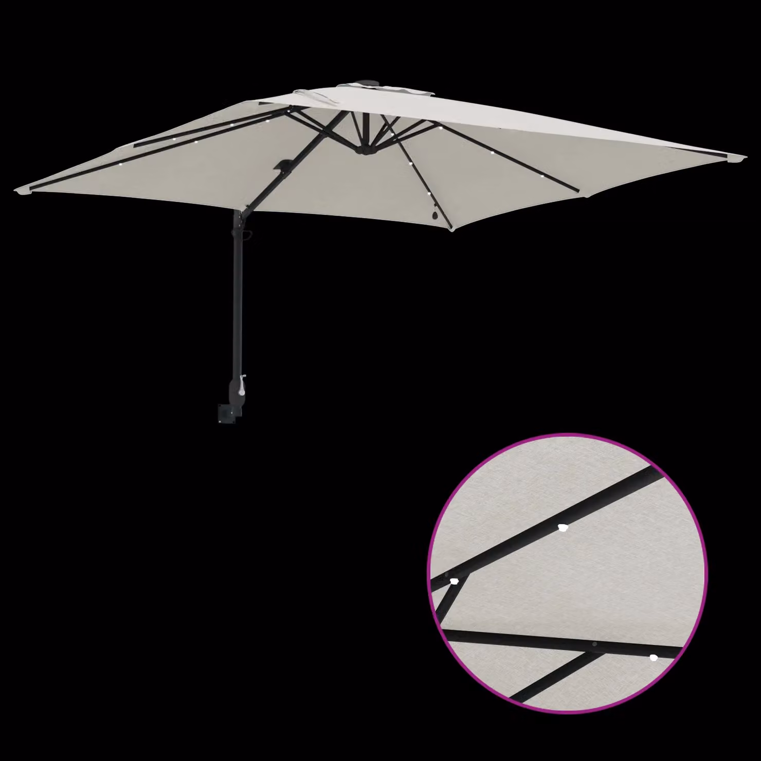 Berkfield Home Garden Parasol in Sand and Brown with Polyester Fabric and Steel Frame, W/D/H: 248.5 x 247.5 x 119 cm – 5