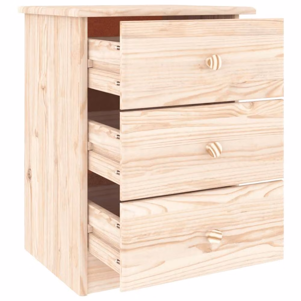 Berkfield Home ALTA Bedside Cabinet in Brown Solid Pine Wood, W/D/H: 41 x 35 x 55 cm – 2