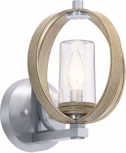 Kichler Grand Bank Modern Outdoor Wall Lamp in Distressed Antique Grey with Transparent Glass, IP44
