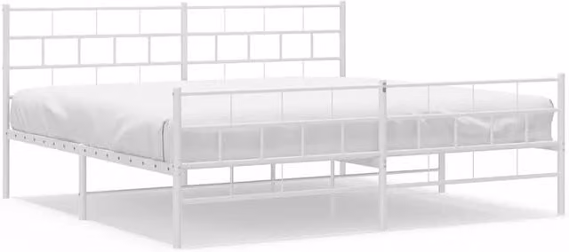Berkfield Home Metal Bed Frame with Headboard and Footboard in White W/D/H: 193 x 203 cm – 1