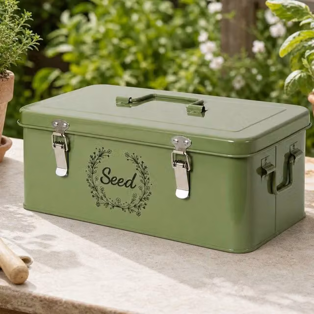 Toque Metal Seed Organiser with Lid, Green