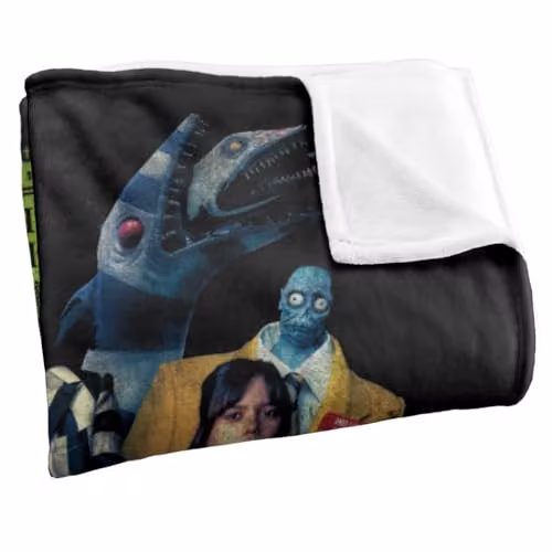 Warner Bros. Beetlejuice Beetlejuice 2024 Vintage Poster Super Soft Fleece Throw Blanket, Multicolour, W: 152 cm, D: 127 cm – 2