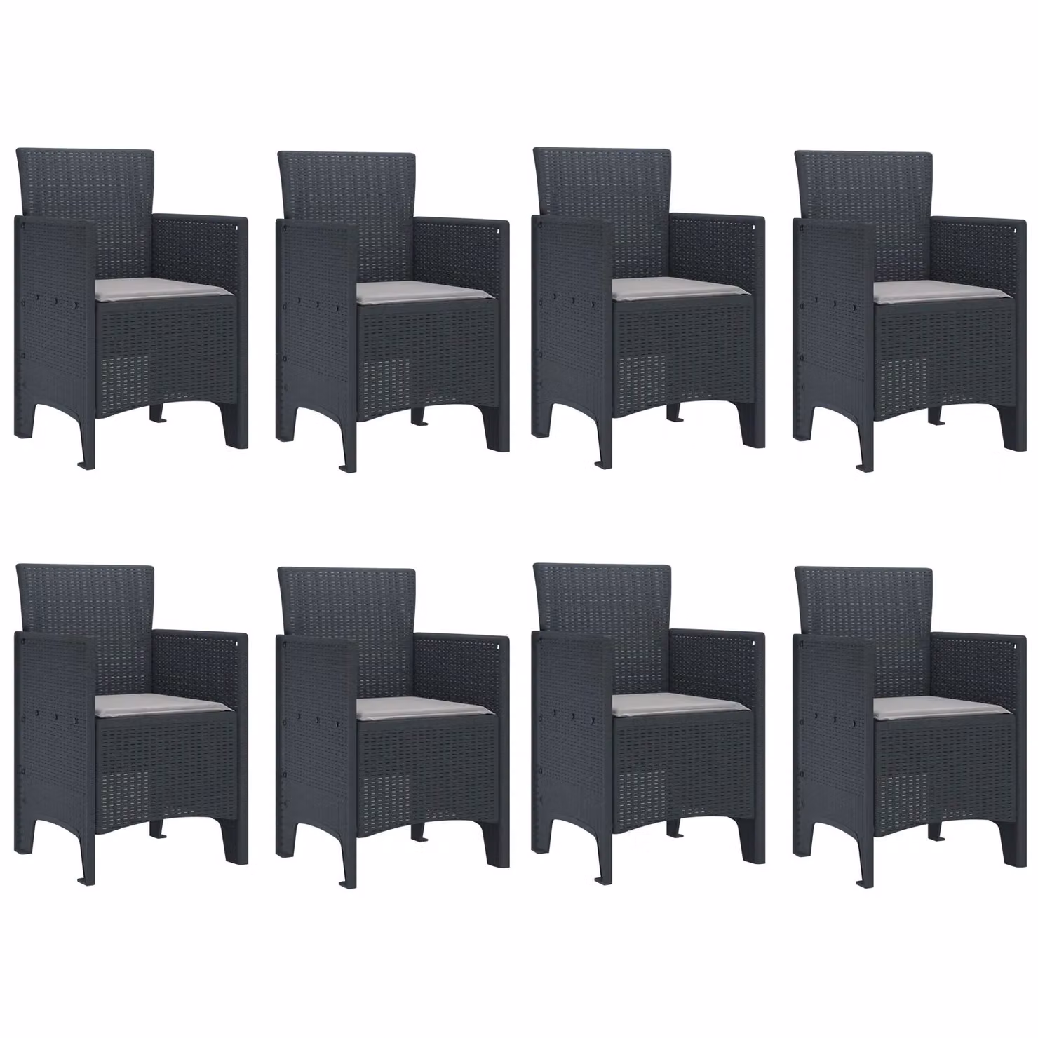 Berkfield Home 9 Piece Anthracite Poly Rattan Garden Dining Set with Black Cushions – 3