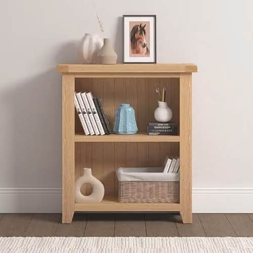 Seconique Windsor Low Bookcase in Natural Oak, W/D/H: 80 x 32 x 91 cm – 1