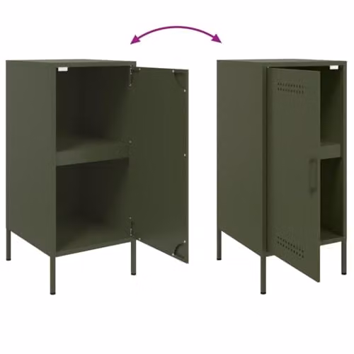 vidaXL Set of 2 Industrial Style Sideboards in Matt Olive Green, W/D/H: 36 x 39 x 79 cm – 4