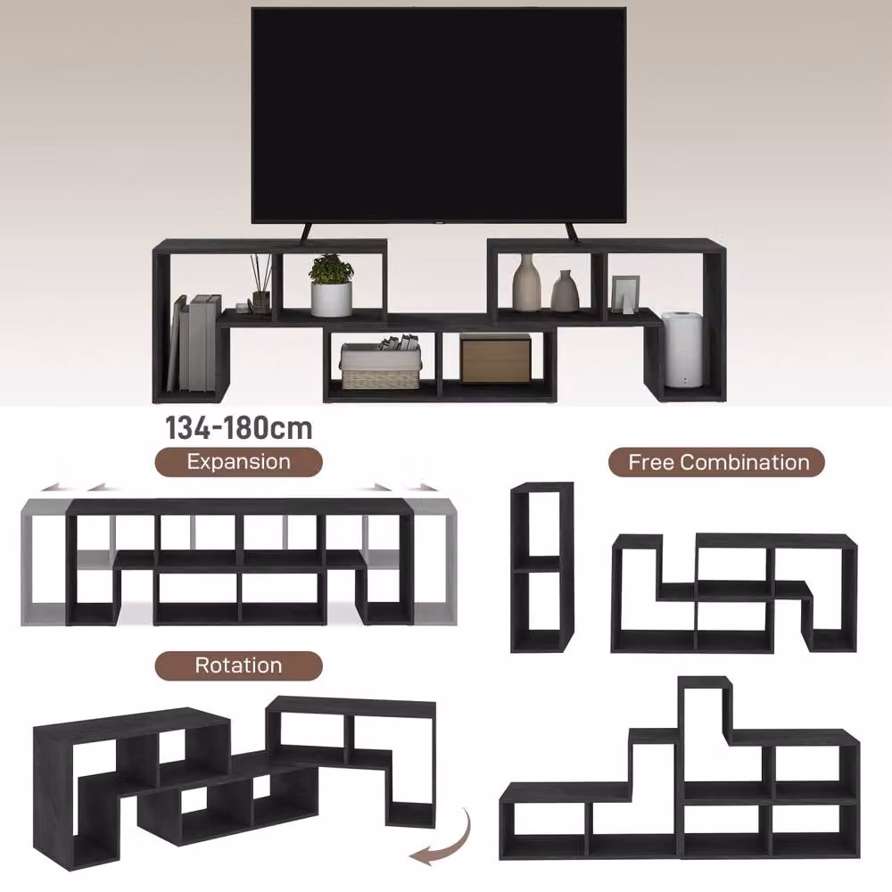 Wyld Haus Tota 134 Black Wood Effect 3 Block Modular TV Stand – 3