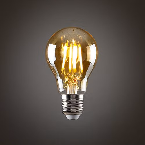 MiniSun Pack of 3 Amber 4W LED Filament GLS Globe Bulbs, E27, Warm White 2700K – 2