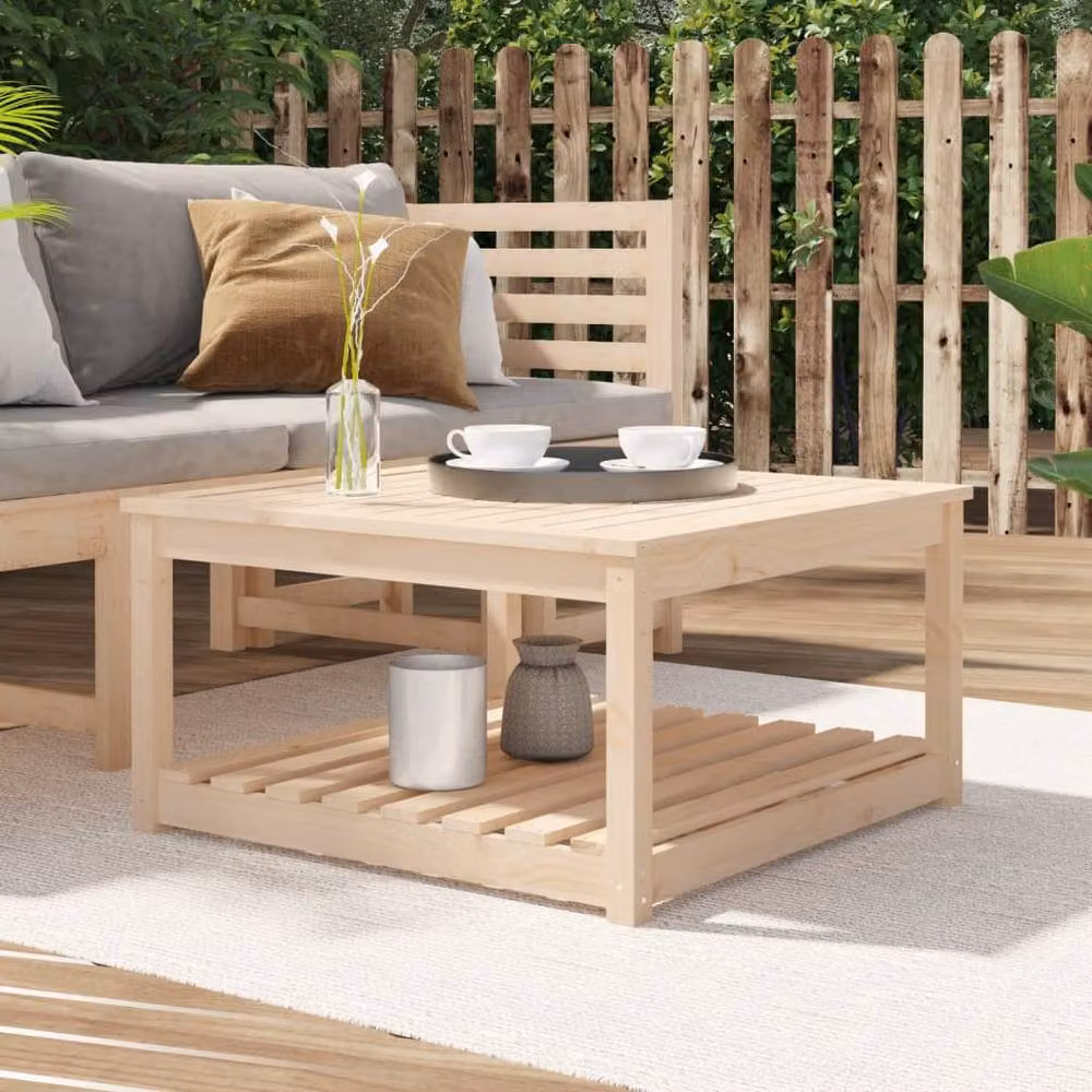Berkfield Home Square Garden Table in Beige Solid Pine, W/D/H: 82.5 x 82.5 x 45 cm – 2