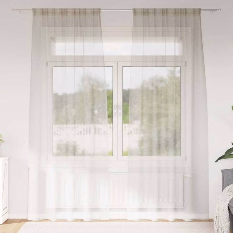 Berkfield Home Plain Polyester Fabric Panel Curtains, 2 Pack, Beige, W: 140 cm, H: 245 cm