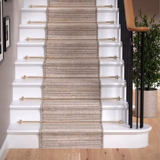 The Rug House Natural Simple Linear Striped Living Area Rug, Beige, W: 600 cm, D: 60 cm