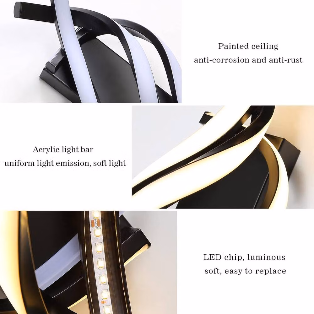 Goeco LED Curved Wall Lamp in Black with Warm White 3000K Light – 4