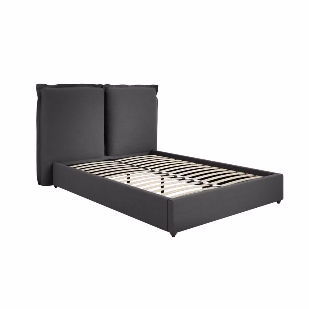 Wyld Haus Wexford Upholstered Linen King Size Bed Pillow Headboard in Dark Grey – 2