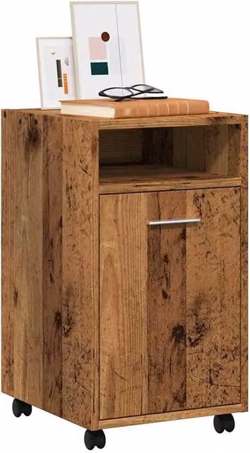 Berkfield Home Cabinet with Wheels in Brown Old Wood, W/D/H: 33 x 38 x 60 cm – 1