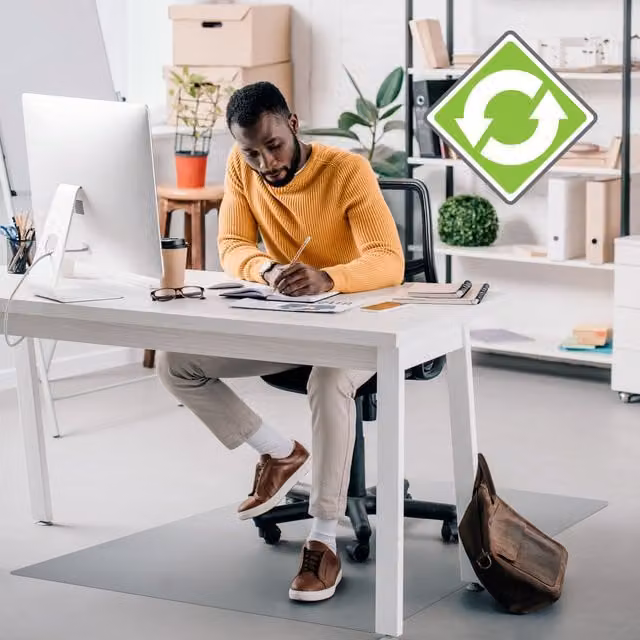Floortex Transparent Polymer Chair Mat for Hard Floors, W: 75 cm, D: 75 cm