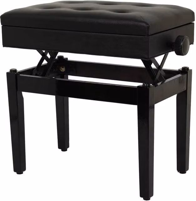 EONLION Height Adjustable Piano Stool in Black with Synthetic Leather Upholstery – 1