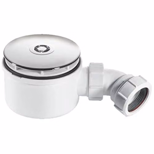 McAlpine ST90CP10-70 Round Shallow Shower Trap in White, 90mm Diameter, Height: 70mm, 1½" BSP Outlet – 1