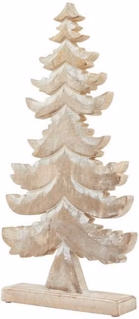 Lemon Pavilion Furniture and Decor White Wash Collection Large Tiered Christmas Tree Decoration in Brown and White, W: 27 cm, H: 50 cm, L: 6 cm