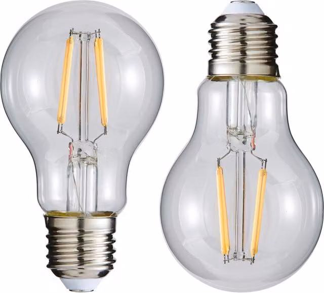 Litecraft 2 Pack of 6W E27 LED Filament Bulbs, Natural White, Transparent Glass