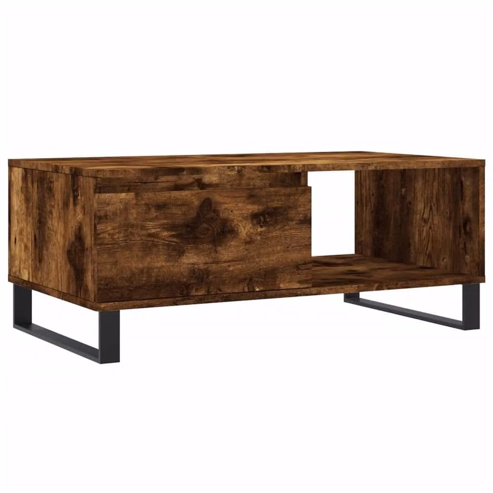 Berkfield Home Modern Rectangular Coffee Table in Smoked Oak Brown, W/D/H: 90 x 50 x 36.5 cm – 2