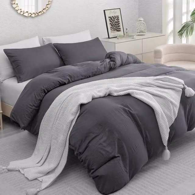Grace Premium Reversible Microfibre Duvet Cover and Pillowcase Set in Grey, Single