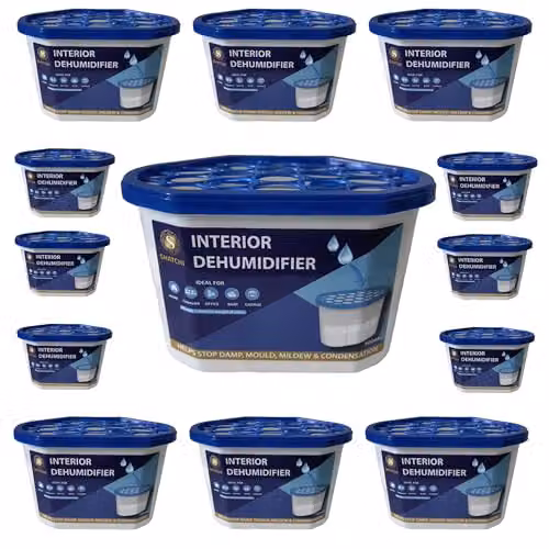 Shatchi Moisture Absorber Dehumidifier Tubs, 320 ml, Pack of 30, Blue and White