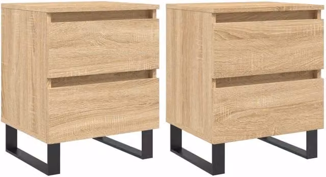 Berkfield Home Set of 2 Sonoma Oak Bedside Cabinets in Light Brown, W/D/H: 40 x 35 x 50 cm