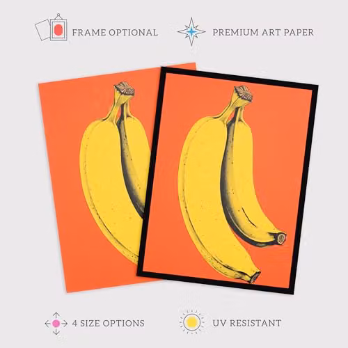 Wee Blue Coo Banana Orange Abstract Wall Art Print, Framed Paper Poster, W: 23.4 cm, H: 29.7 cm – 2