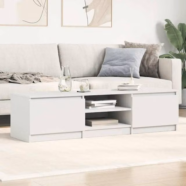 Berkfield Home Modern White TV Cabinet in Matt MDF, W: 140 cm, D: 40 cm, H: 35.5 cm