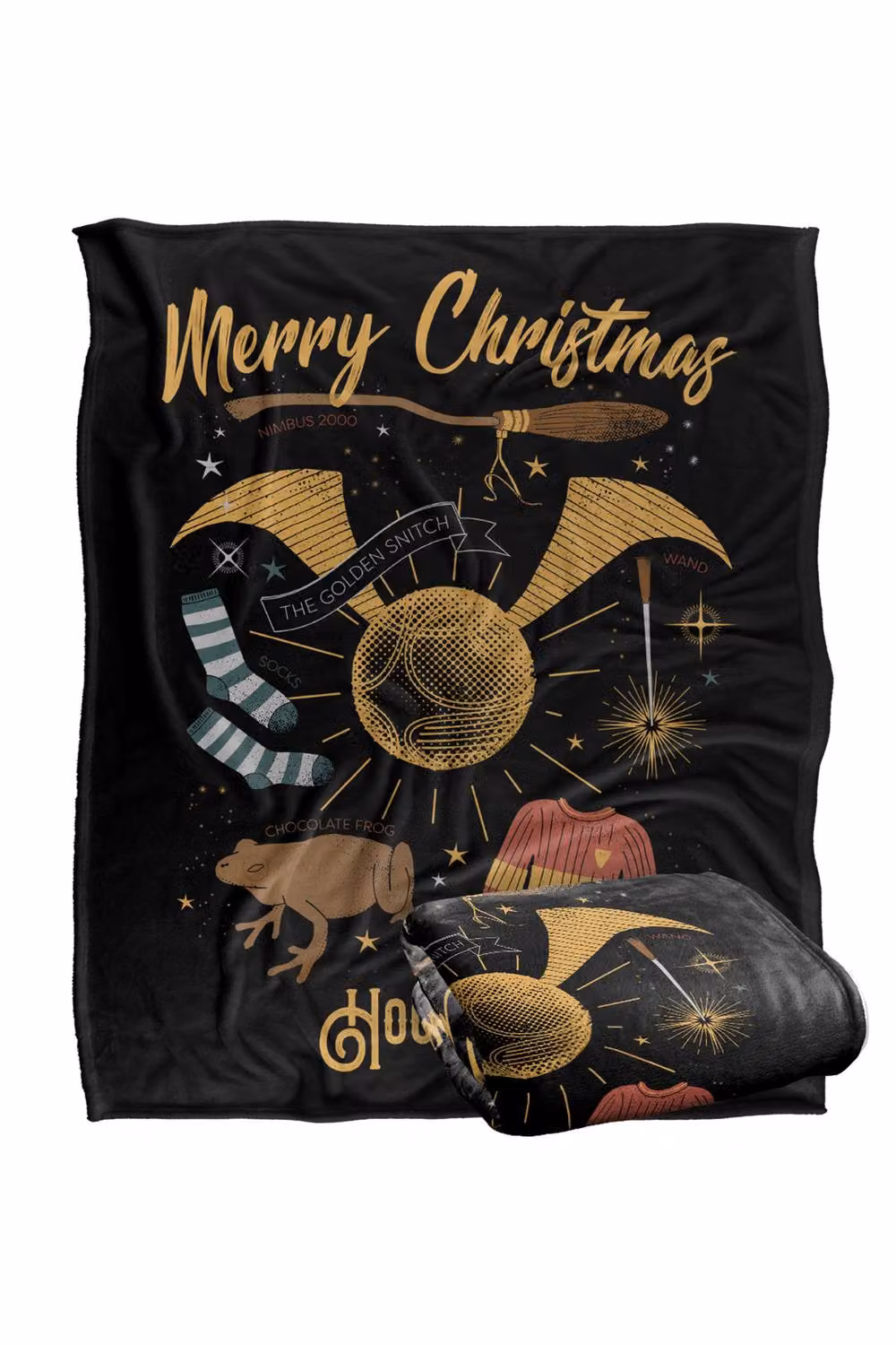 Warner Bros. Harry Potter Merry Christmas From Hogwarts Super Soft Fleece Throw Blanket, Multicolour, W: 91.44 cm, L: 147 cm – 7