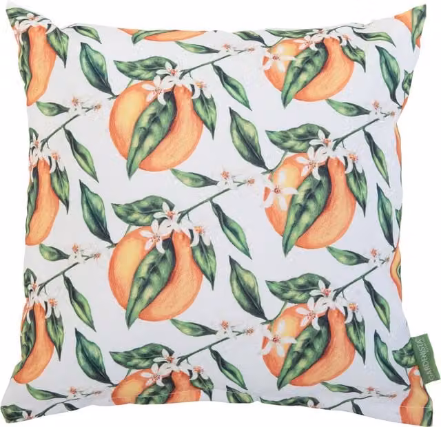 Gardenista Orange Floral Printed Outdoor Scatter Cushion, Small Square Polyester Pillow