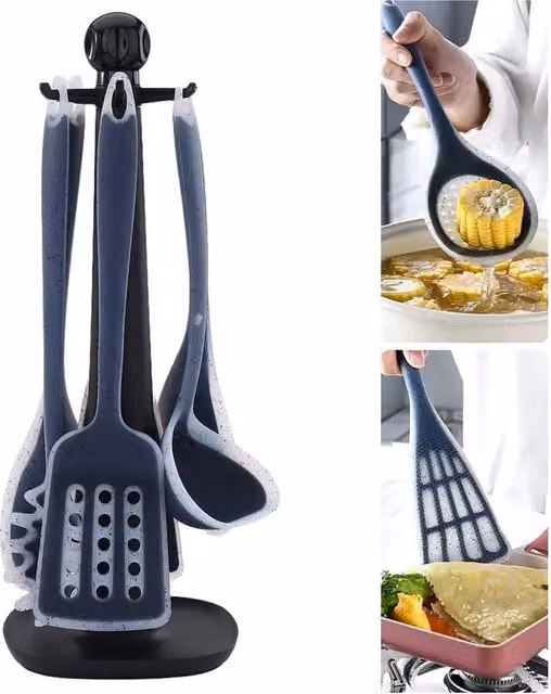 SPETLEK 7-Piece Black Silicone Kitchen Utensils Set – 1