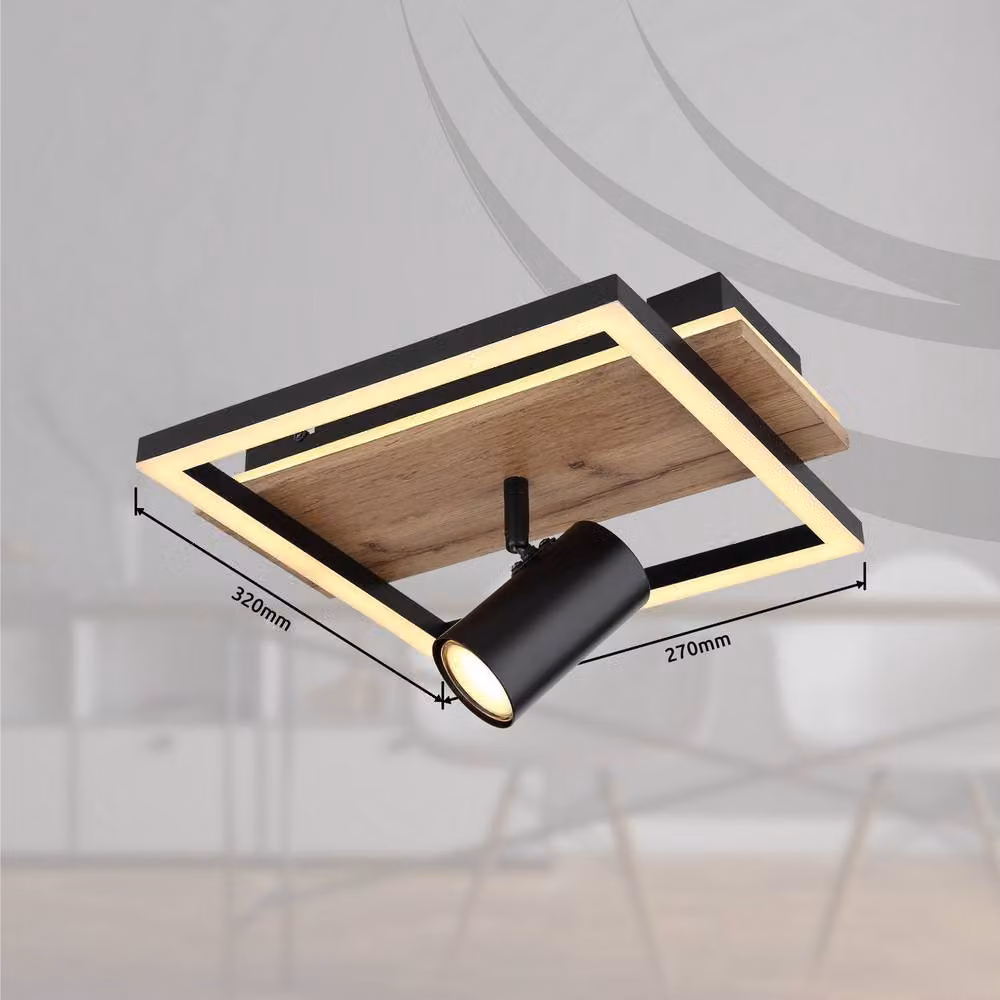 Netlighting Kassu Semi Flush Ceiling Light, Black, W: 32 cm, D: 27 cm, H: 15 cm, LED 3000K Warm White – 3