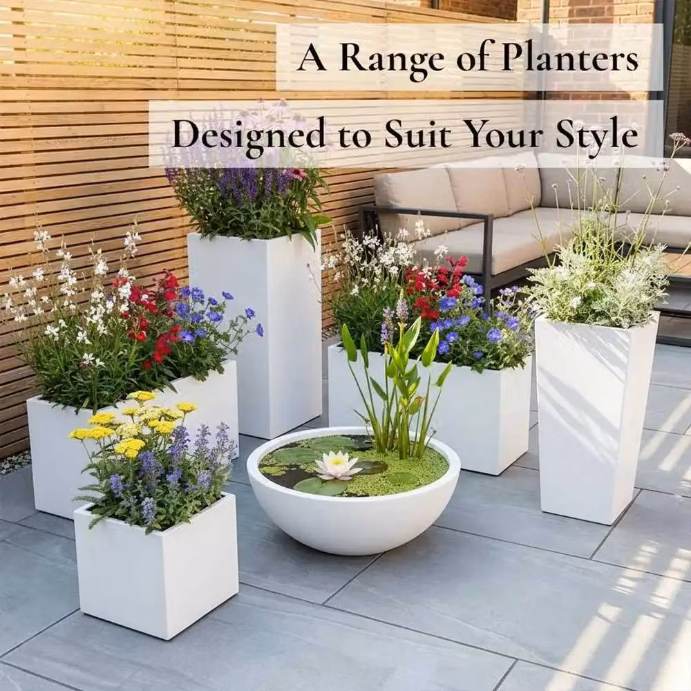 Access Garden Products Matte White Galvanised Steel Tall Tapered Square Planter, Height: 90 cm – 6