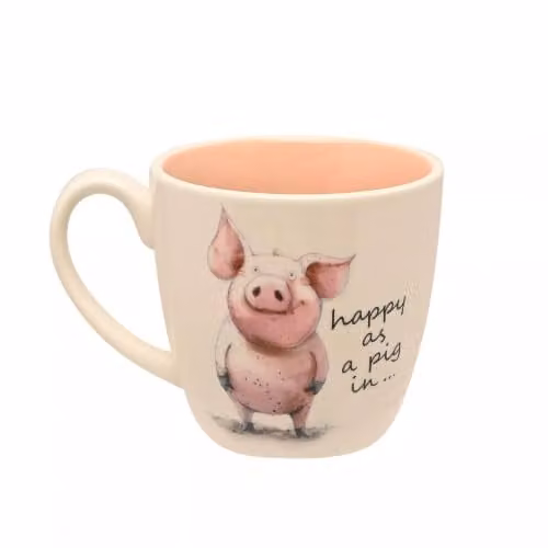 Widdop and Co Multicolour and Pink Funny Pug Mug, 300ml – 1