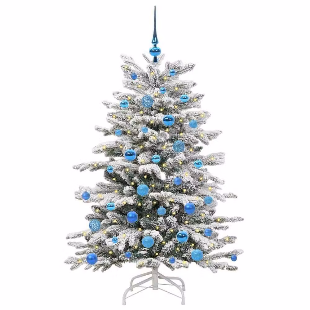 Berkfield Home Artificial Hinged Christmas Tree in White, Height: 150 cm – 3