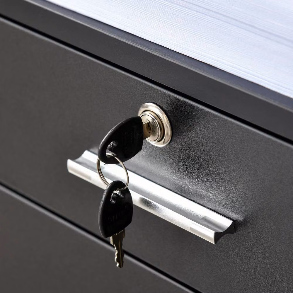 Rolipo Lockable 2-Drawer Mobile Filing Cabinet with Castors, Black Metal – 8