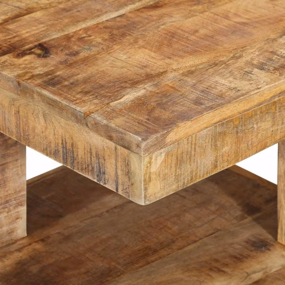 Berkfield Home Retro Mango Wood Coffee Table, Brown/Multicolour, W/D/H: 45 x 45 x 40 cm – 2