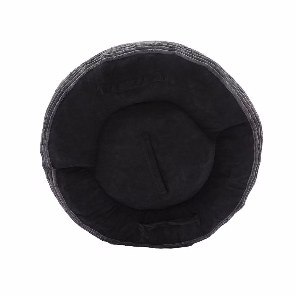 Direct Wicker Light Grey Corduroy Bean Bag with Armrests and Shredded Memory Foam Filling – 7