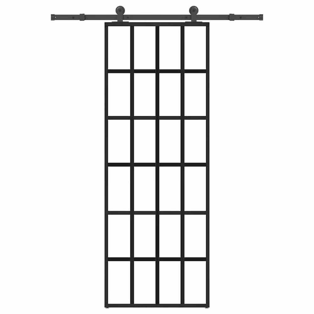 Berkfield Home Modern Sliding Door with Hardware Set in Black, ESG Glass and Aluminium, W: 76 cm, H: 205 cm – 2