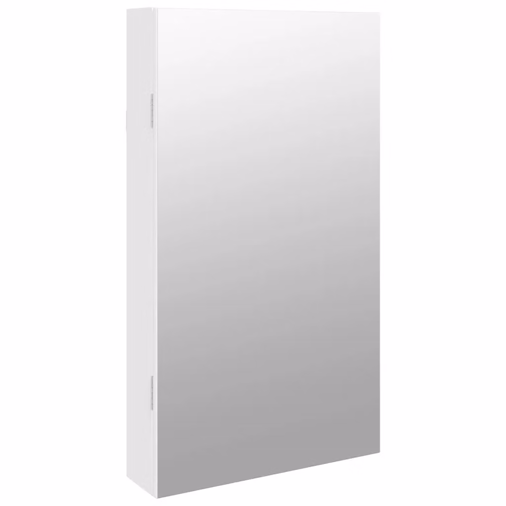 Berkfield Home Mirror Jewellery Cabinet with LED Lights, Wall Mounted, White – 2