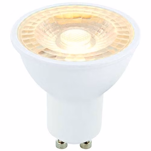 Loops 6W Dimmable LED GU10 Light Bulb, Warm White 6000K, 420 Lumen, White and Transparent