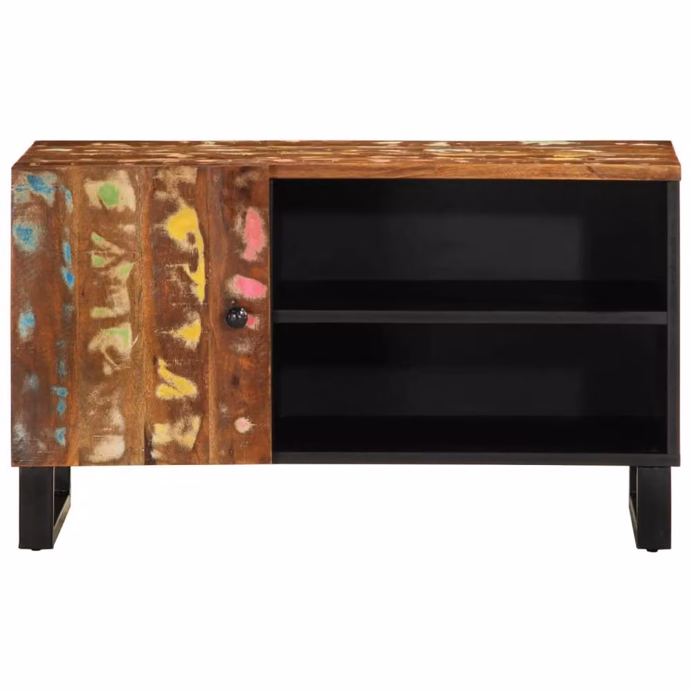 Berkfield Home Industrial TV Cabinet in Brown, Made from Reclaimed and Engineered Wood, W/D/H: 80 x 33 x 46 cm – 3