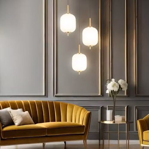 Globo Lighting Modern LED Pendant Light with Opal Glass in Brass and Black – 3