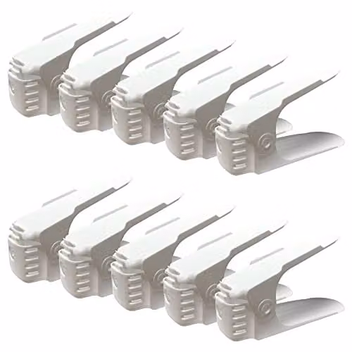 AMOS Pack of 10 White Plastic Adjustable Shoe Storage Organiser Slots with Non-Slip Shelf Holders