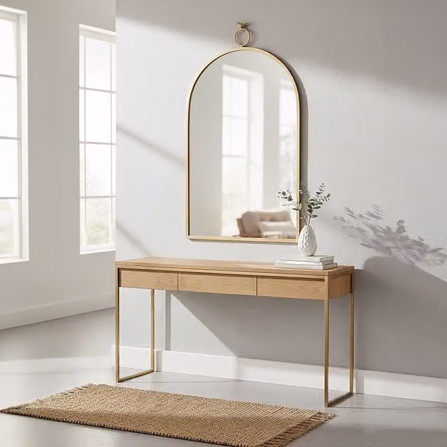 Premier Housewares Round Metal Wall Mirror in Gold