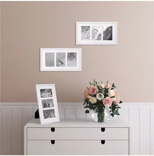 SONGMICS Triple Picture Frame Collage in White for 10x15 cm Photos