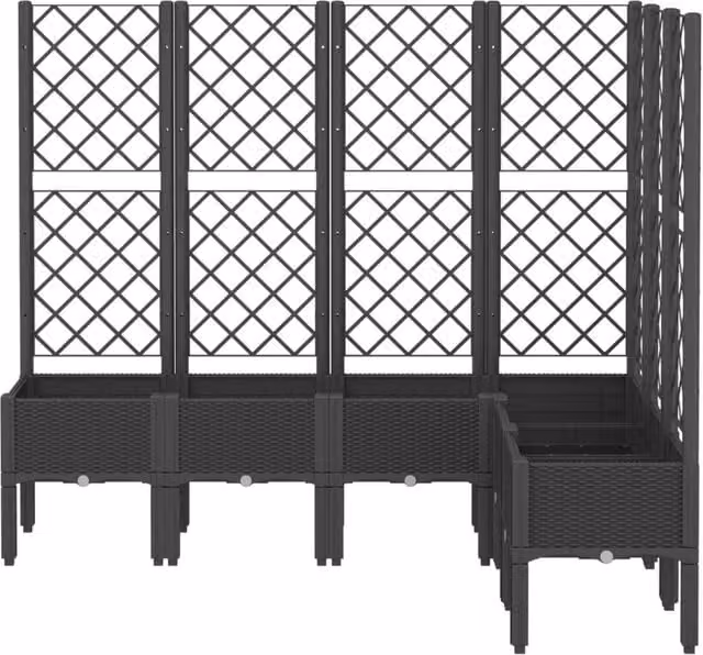 Berkfield Home Beautiful Garden Planter with Trellis, Black, W/D/H: 120 x 160 x 142 cm – 1