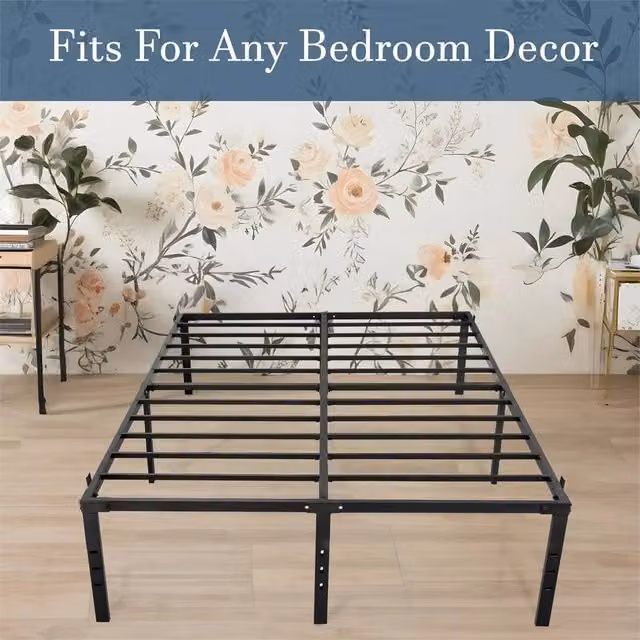 Nordara Black Metal King Size Bed Frame W/D/H: 151 x 200 x 45.7 cm
