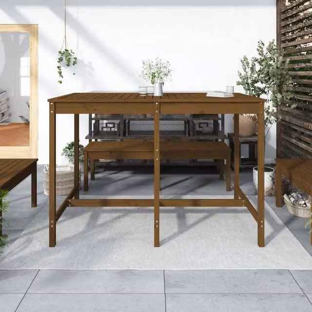 Berkfield Home Rectangular Garden Table in Honey Brown Solid Pine, W/D/H: 159.5 x 82.5 x 110 cm – 1